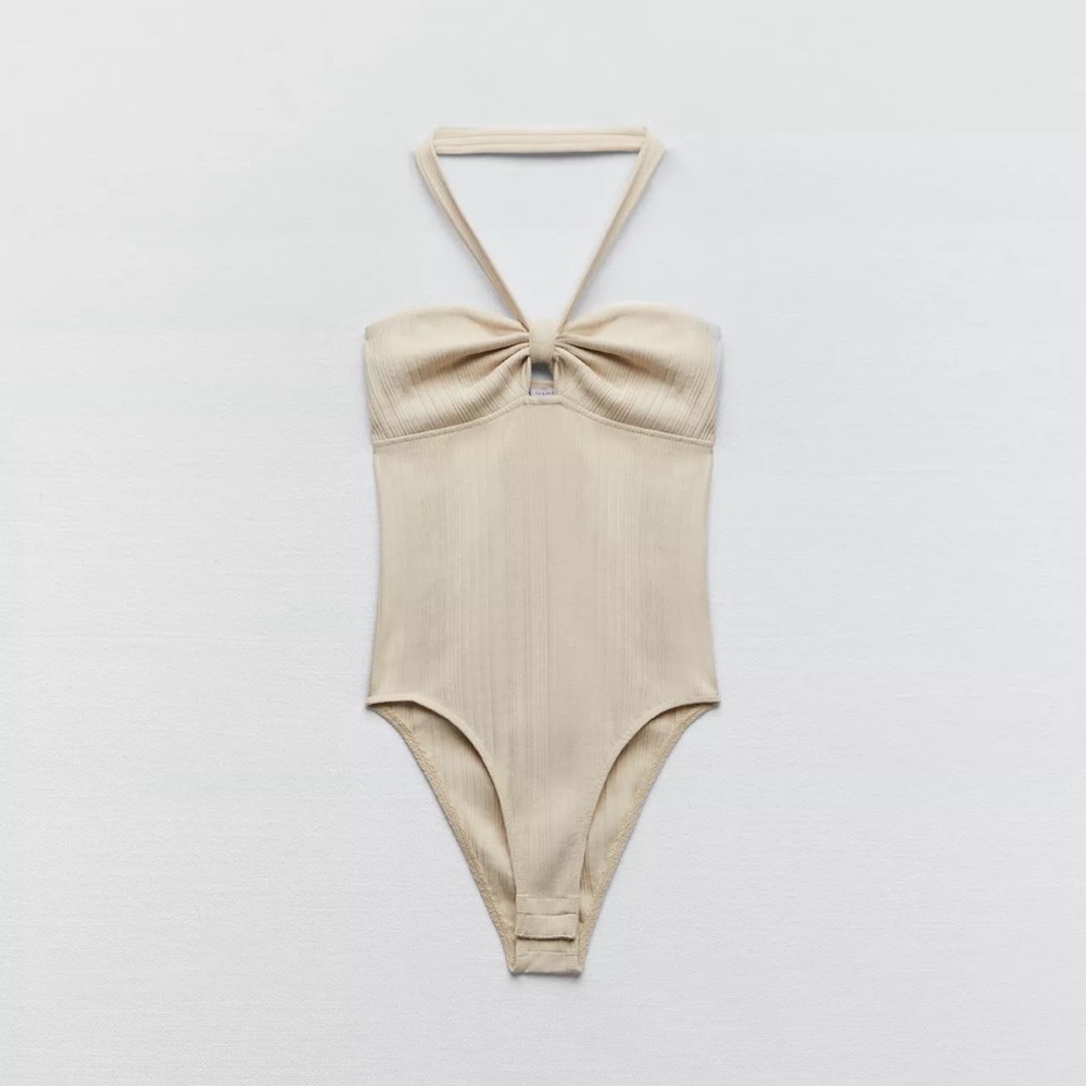 Zara Cream Halter Bodysuit